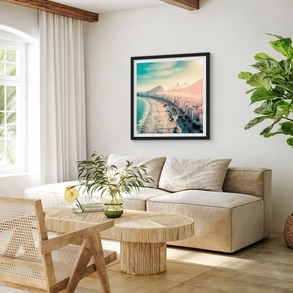 Póster en marco negro - Vacaciones perpetuas en Río - 30x30 cm