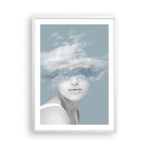 Póster en marco blanco - Con la cabeza en las nubes - 50x70 cm