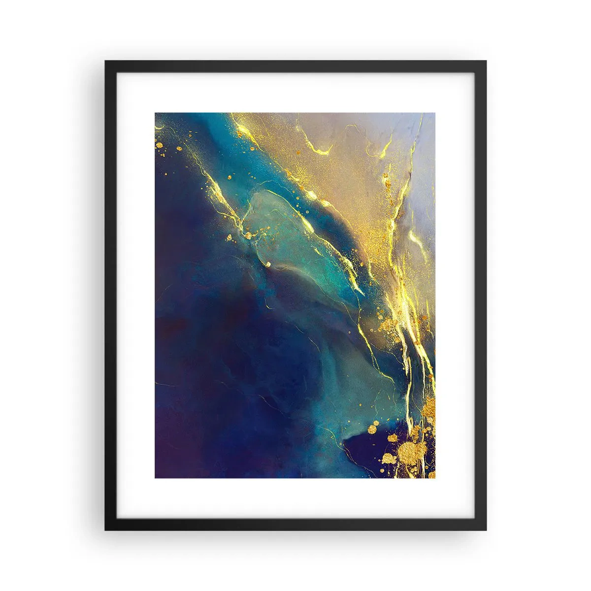 Póster en marco negro - Inundación dorada - 40x50 cm