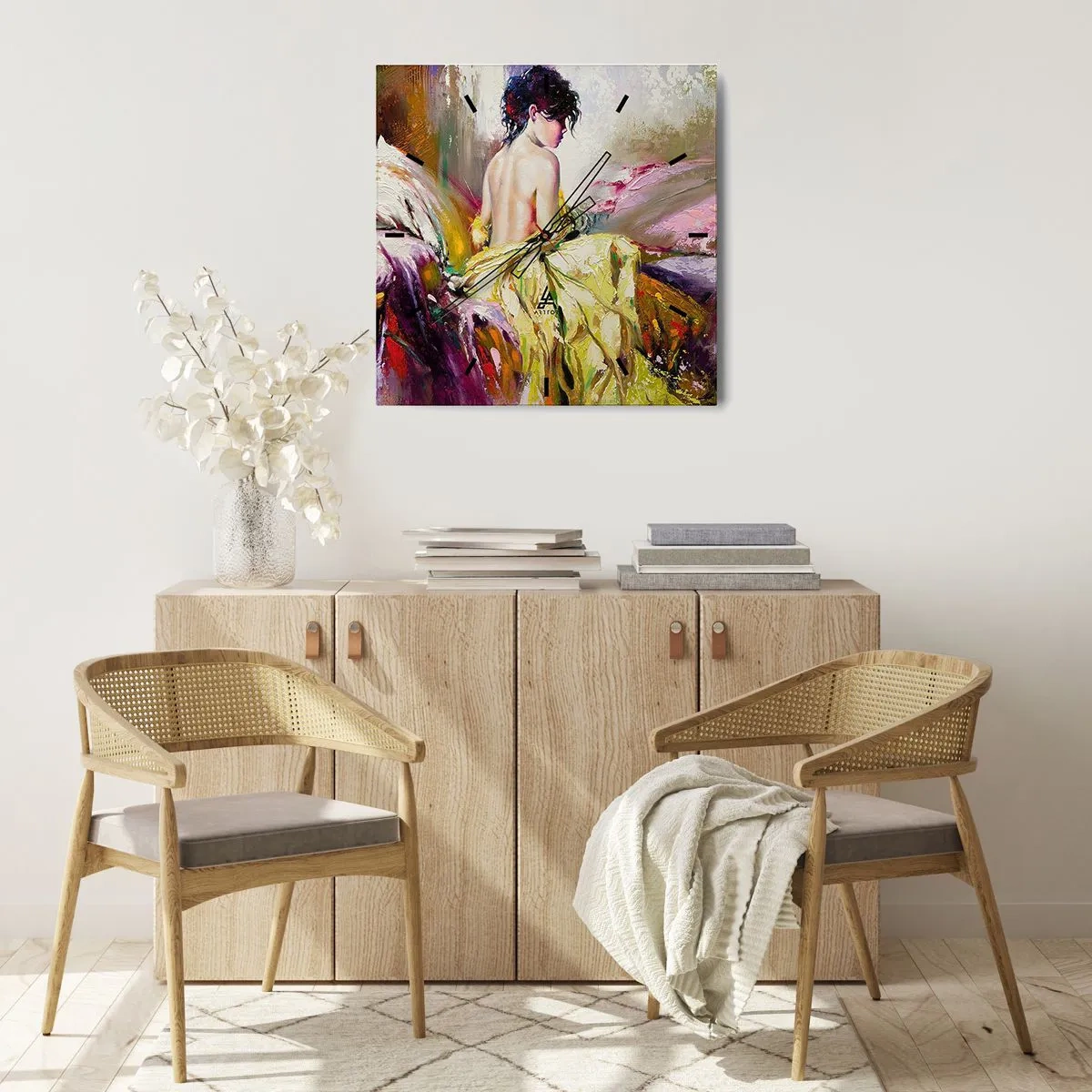 Reloj de pared - Reloj de vidrio - La hermosura y frescura de la flor - 30x30 cm