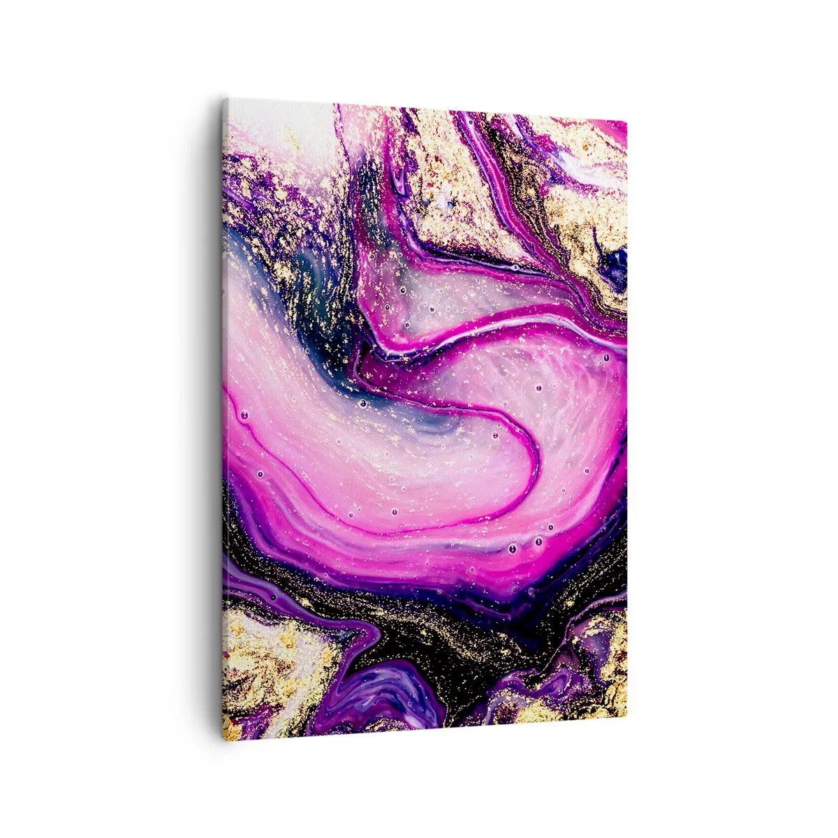 Cuadro sobre lienzo - Impresión de Imagen - Ondas abstractas en tonos morados y dorados. - 50x70cm - Un momento abstracto - Decoración de pared moderna para salón y dormitorio ARTTOR