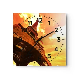 Reloj de pared - Reloj de vidrio - Monumental, dorado por el sol - 30x30 cm