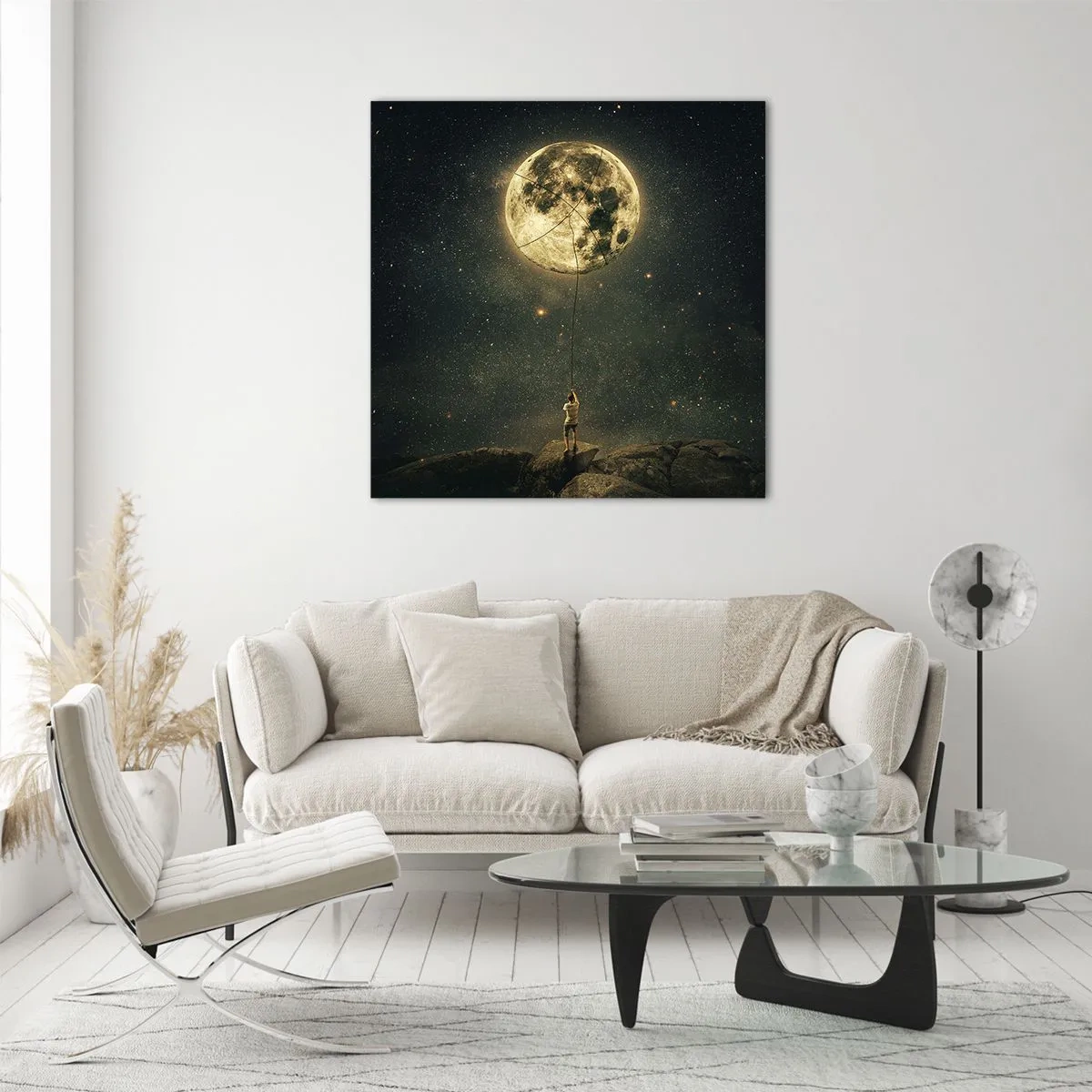 Cuadro sobre vidrio - Impresiones sobre Vidrio - El que robó la luna - 40x40 cm