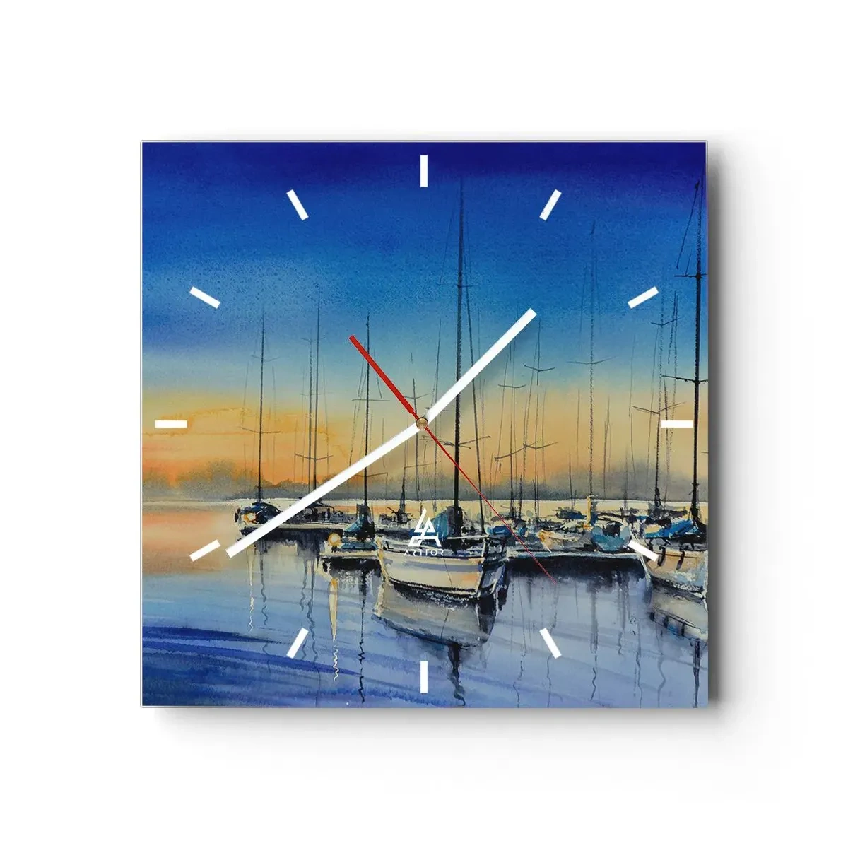 Reloj de pared - Reloj de vidrio - El final de un buen día - 40x40 cm