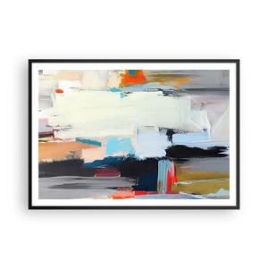 Póster en marco negro - Abstracción colorida con pinceladas dinámicas. - 100x70cm - ¿Existe un método único? - Decoración de pared moderna para salón y dormitorio ARTTOR