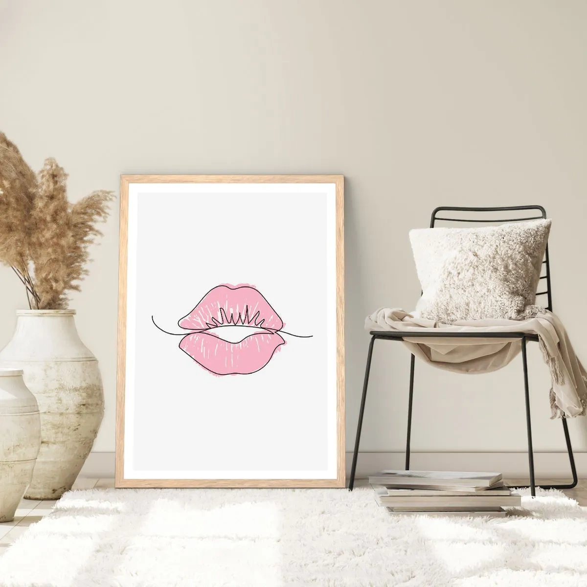 Póster en marco roble claro - ¿Listo para un beso? - 70x100 cm