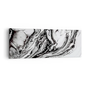 Cuadro sobre lienzo - Impresión de Imagen - Patrón de mármol abstracto en blanco y negro - 140x50cm - Al principio existía el caos - Decoración de pared moderna para salón y dormitorio ARTTOR