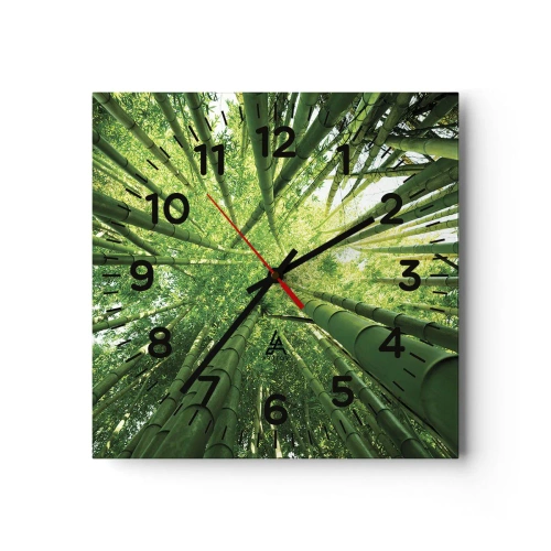 Reloj de pared - Reloj de vidrio - En un bosquecillo de bambú - 40x40 cm