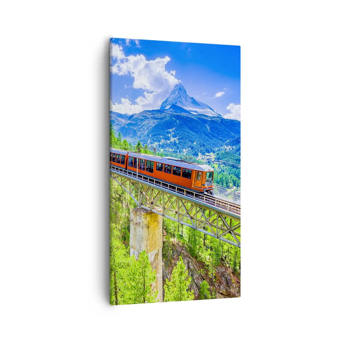 Cuadro sobre lienzo - Impresión de Imagen - Ferrocarril a los Alpes - 55x100 cm