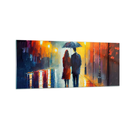 Cuadro sobre vidrio - Impresiones sobre Vidrio - Juntos en una noche llena de color - 100x40 cm