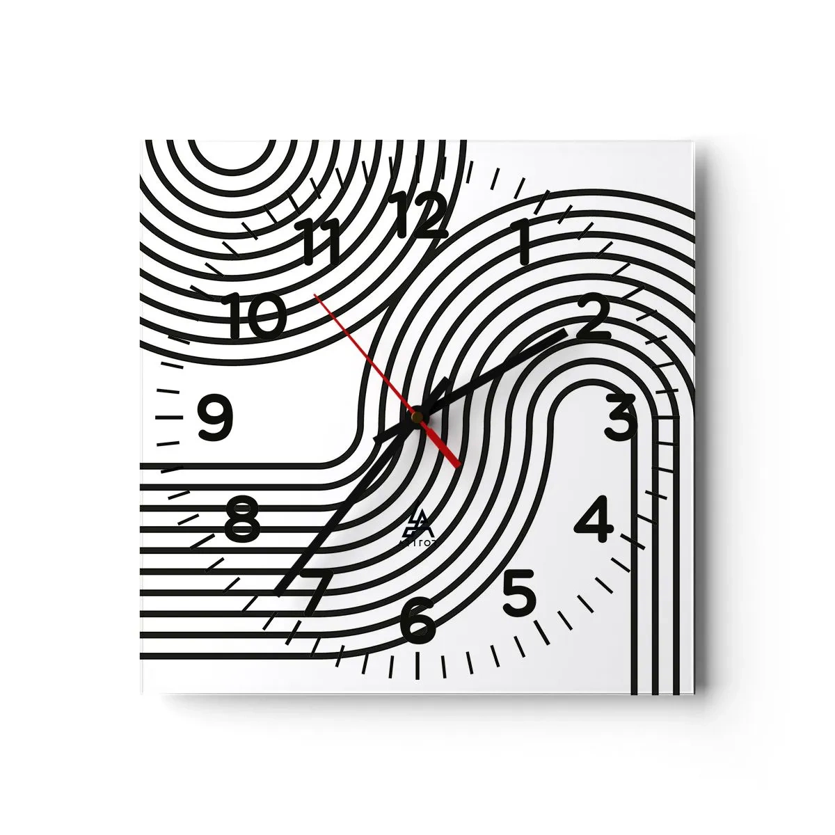 Reloj de pared - Reloj de vidrio - En una curva - 30x30 cm
