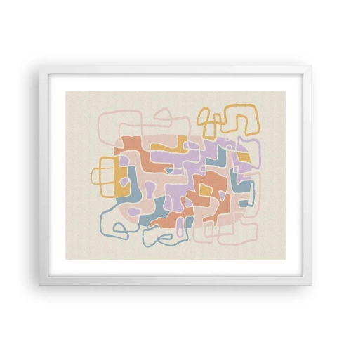 Póster en marco blanco - Laberinto - una alegre aventura - 50x40 cm