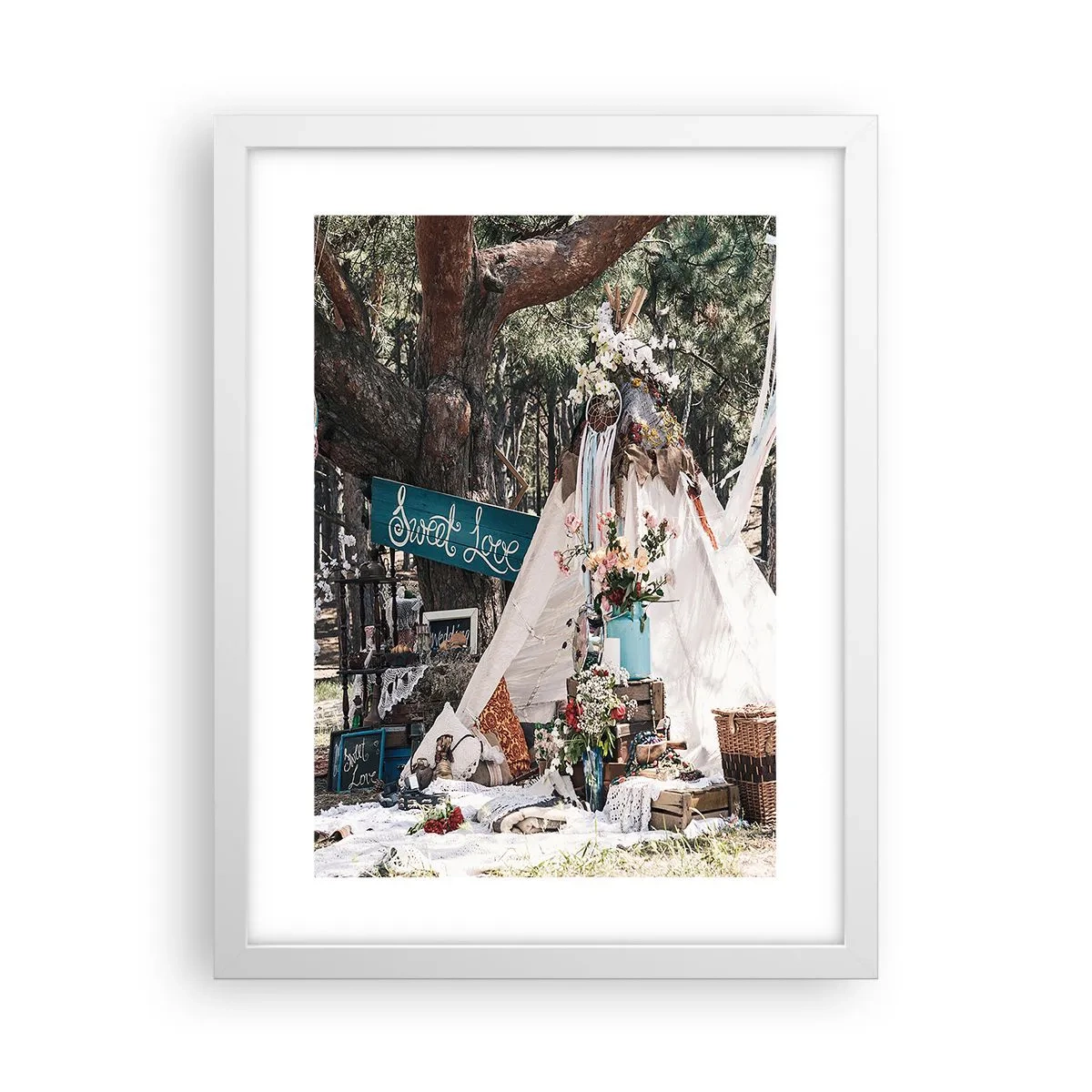 Póster en marco blanco - Amor exótico - 30x40 cm