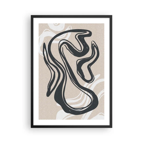 Póster en marco negro - Línea abstracta sobre fondo beige - 50x70cm - Expresión multiplicada - Decoración de pared moderna para salón y dormitorio ARTTOR