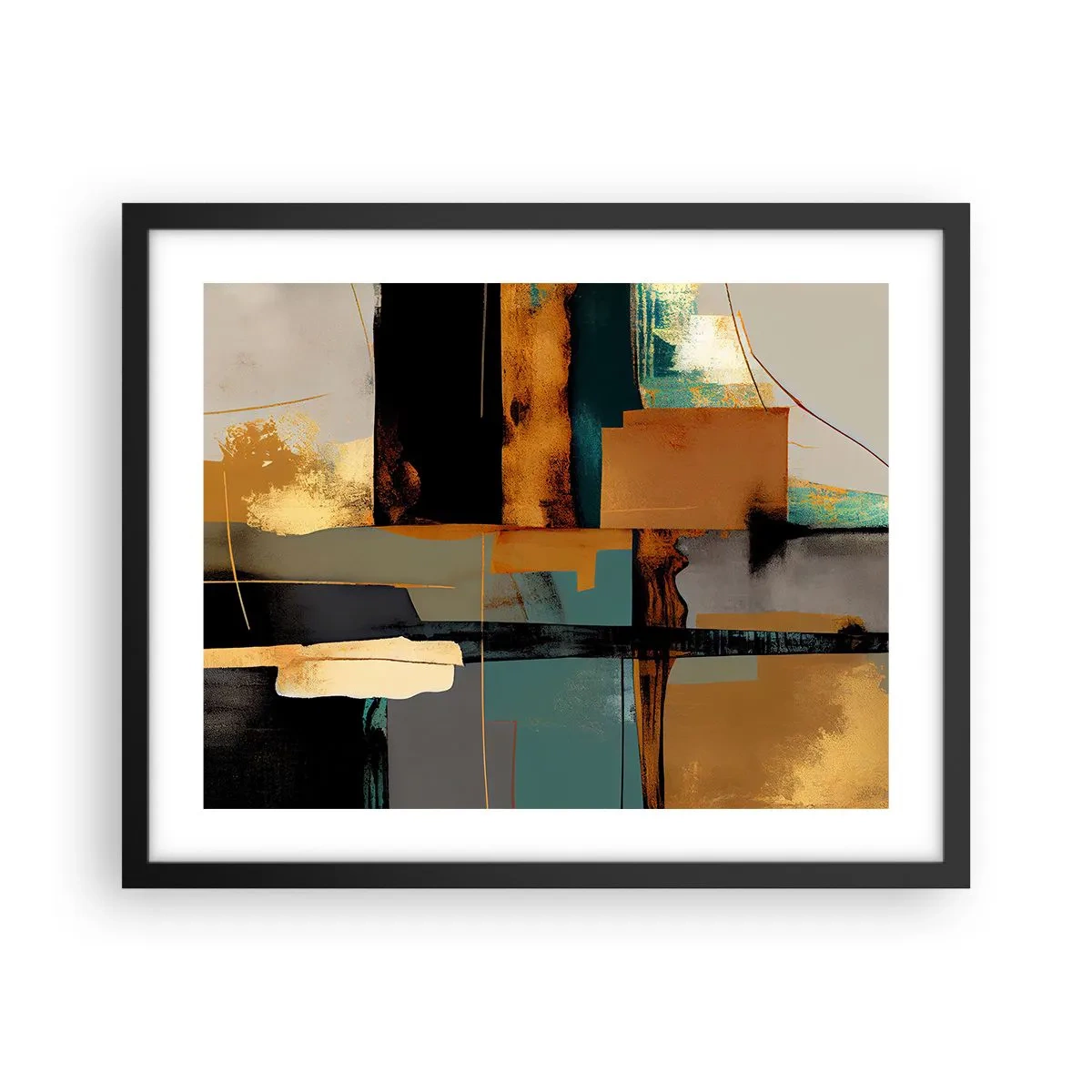 Póster en marco negro - Abstracción: luces y sombras - 50x40 cm