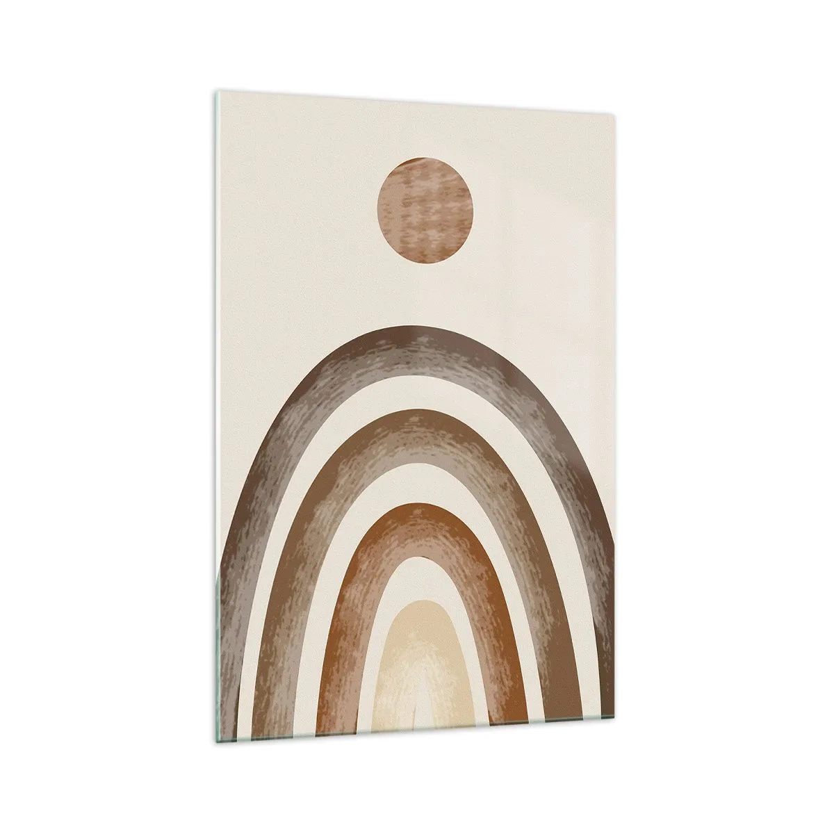 Cuadro sobre vidrio - Impresiones sobre Vidrio - Motivo planetario geométrico en tonos marrones - 70x100cm - En otro mundo - Decoración de pared moderna para salón y dormitorio ARTTOR