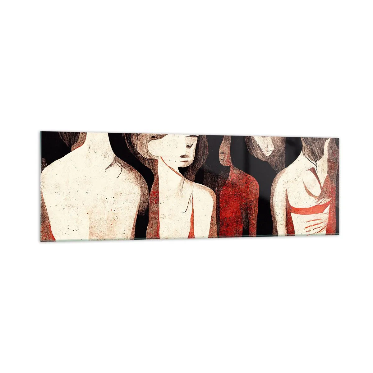 Cuadro sobre vidrio - Impresiones sobre Vidrio - Figuras artísticas en una composición abstracta - 160x50cm - Madonnas de la oscuridad - Decoración de pared moderna para salón y dormitorio ARTTOR