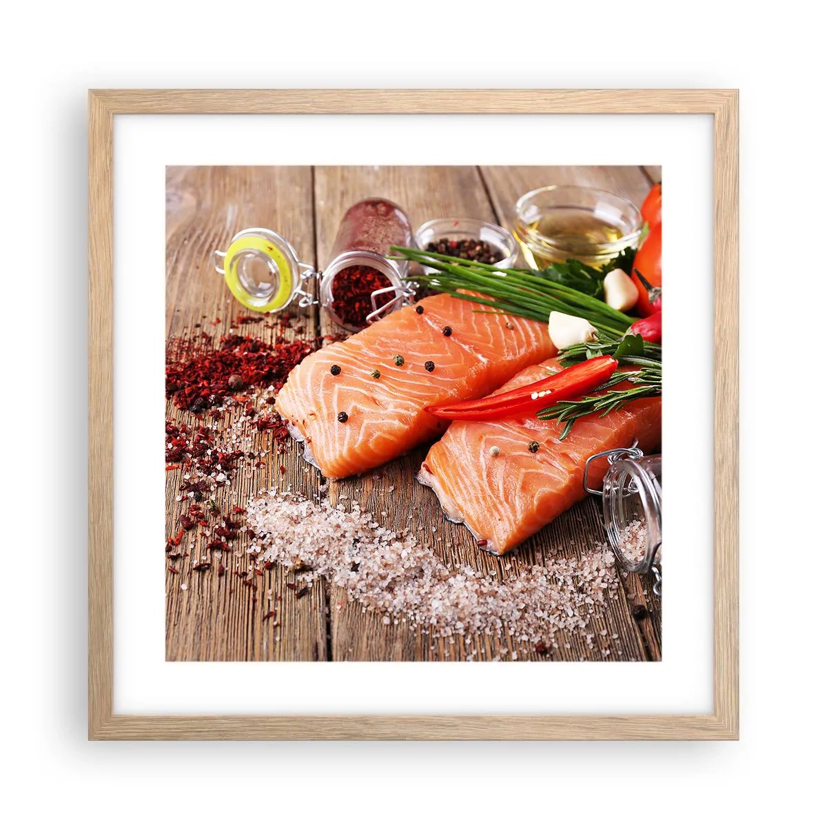 Póster en marco roble claro - Una aventura noruega en la cocina - 40x40 cm