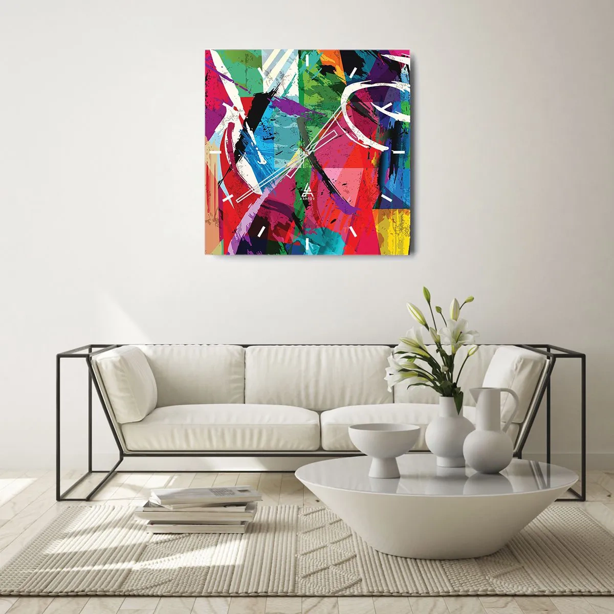 Reloj de pared - Reloj de vidrio - Rápido, animado y con efecto - 40x40 cm