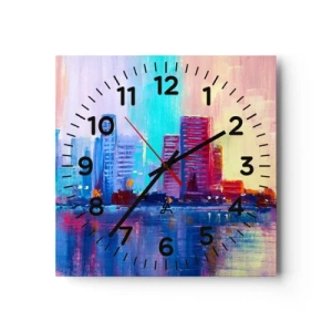 Reloj de pared - Reloj de vidrio - Bañado en color - 40x40 cm