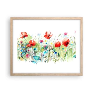 Póster en marco roble claro - Un prado en flor en mayo - 50x40 cm