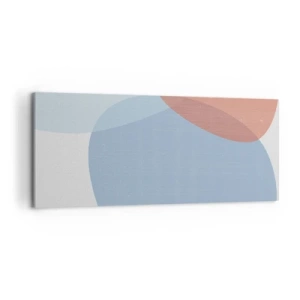Cuadro sobre lienzo - Impresión de Imagen - Una composición abstracta en tonos pastel azul y rosa con formas orgánicas. - 120x50cm - Relaciones en colores pastel - Decoración de pared moderna para salón y dormitorio ARTTOR