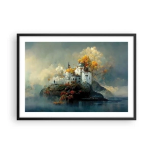 Póster en marco negro - Un castillo en una colina rodeado de árboles otoñales. - 70x50cm - El comienzo de una historia romántica - Decoración de pared moderna para salón y dormitorio ARTTOR
