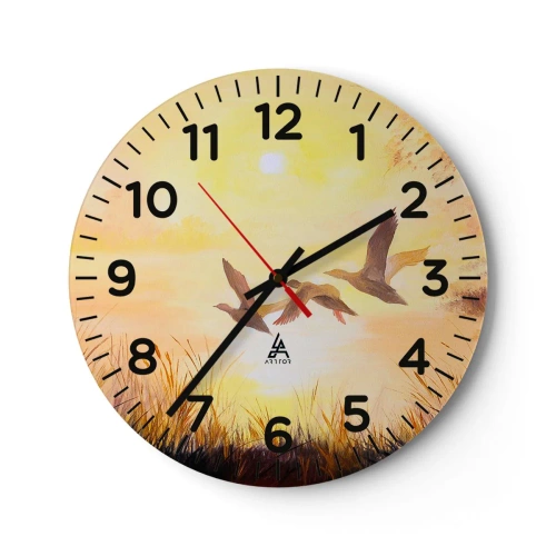 Reloj de pared - Reloj de vidrio - El comienzo de un largo viaje - 40x40 cm