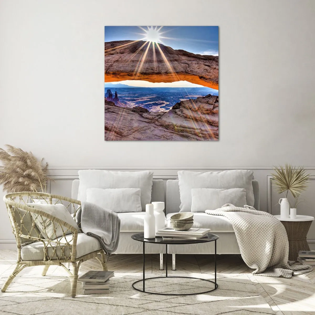 Cuadro sobre vidrio - Impresiones sobre Vidrio - A través de la puerta de la roca - 40x40 cm