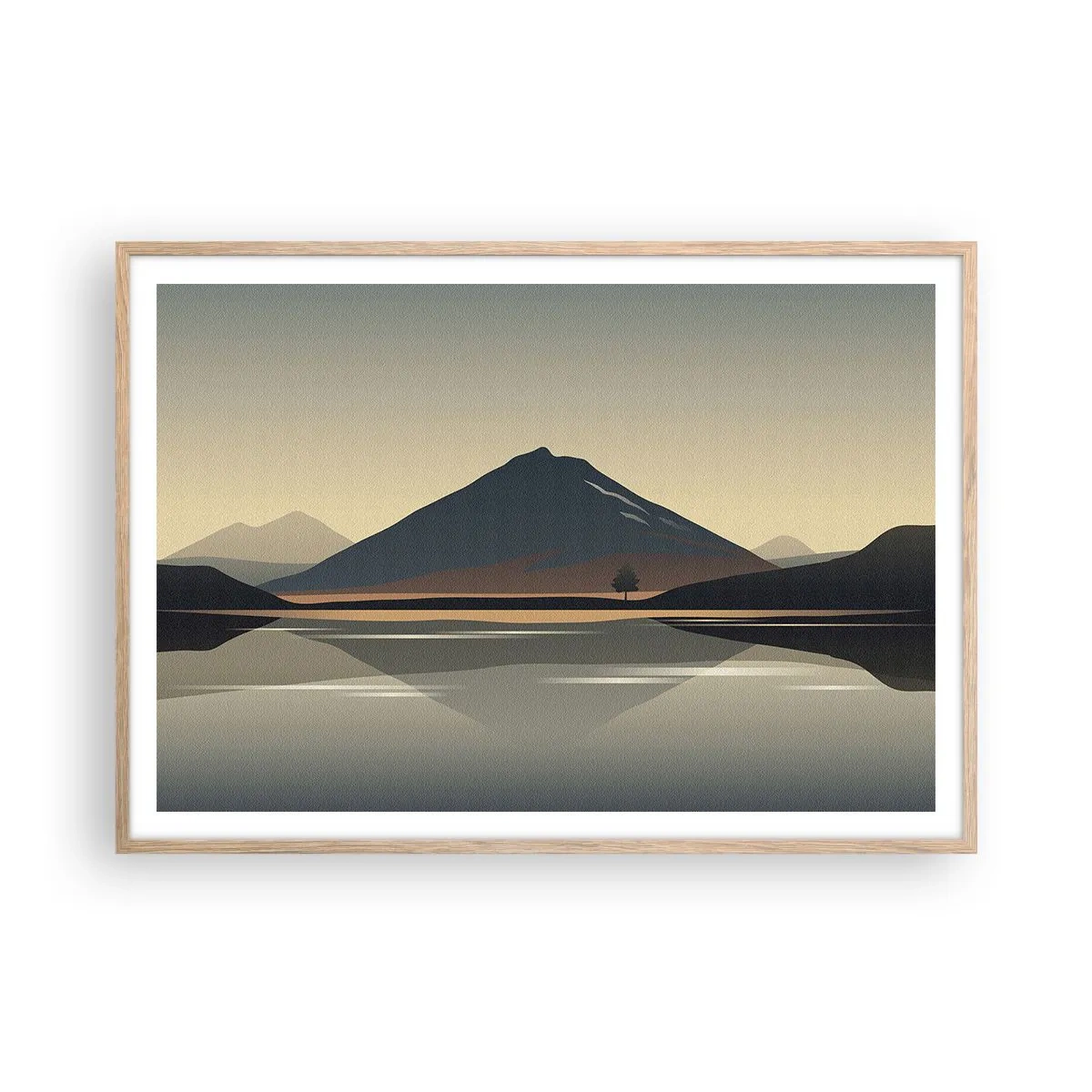 Póster en marco roble claro - Reflejo de espejo - 100x70 cm