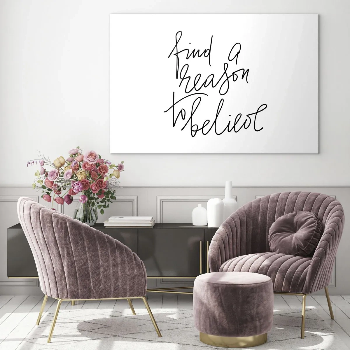 Cuadro sobre vidrio - Impresiones sobre Vidrio - Tipografía minimalista con una cita inspiradora. - 120x80cm - Es posible - Decoración de pared moderna para salón y dormitorio ARTTOR