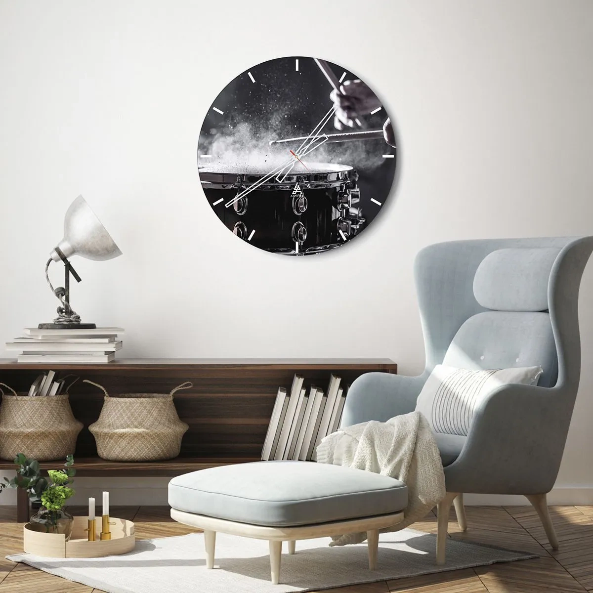 Reloj de pared - Reloj de vidrio - El pulso de la música - 40x40 cm