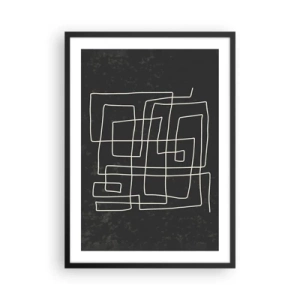 Póster en marco negro - Abstracción geométrica sobre fondo negro - 50x70cm - No es tan sencillo - Decoración de pared moderna para salón y dormitorio ARTTOR