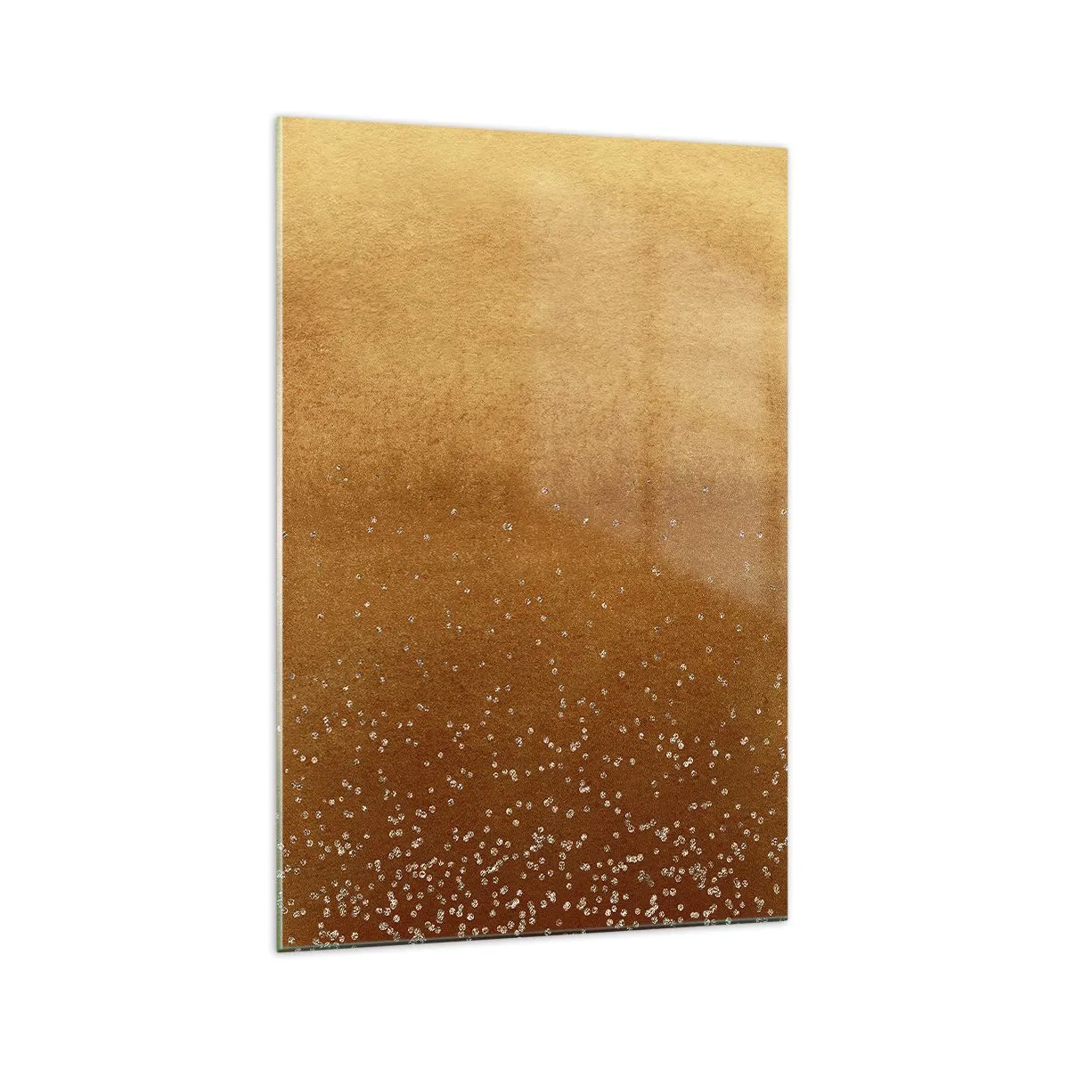 Cuadro sobre vidrio - Impresiones sobre Vidrio - Un degradado dorado con brillo sutil y adornos. - 70x100cm - Nacimiento de la luz - Decoración de pared moderna para salón y dormitorio ARTTOR