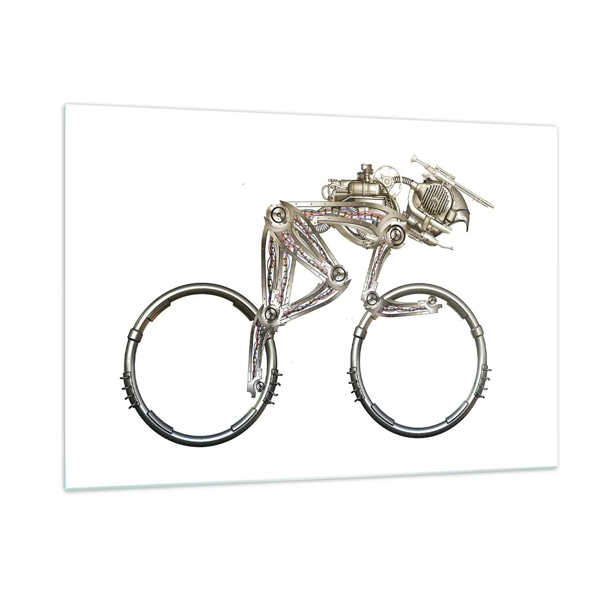 Cuadro sobre vidrio - Impresiones sobre Vidrio - Bicicleta industrial de metal. - 120x80cm - Una magnífica máquina - Decoración de pared moderna para salón y dormitorio ARTTOR