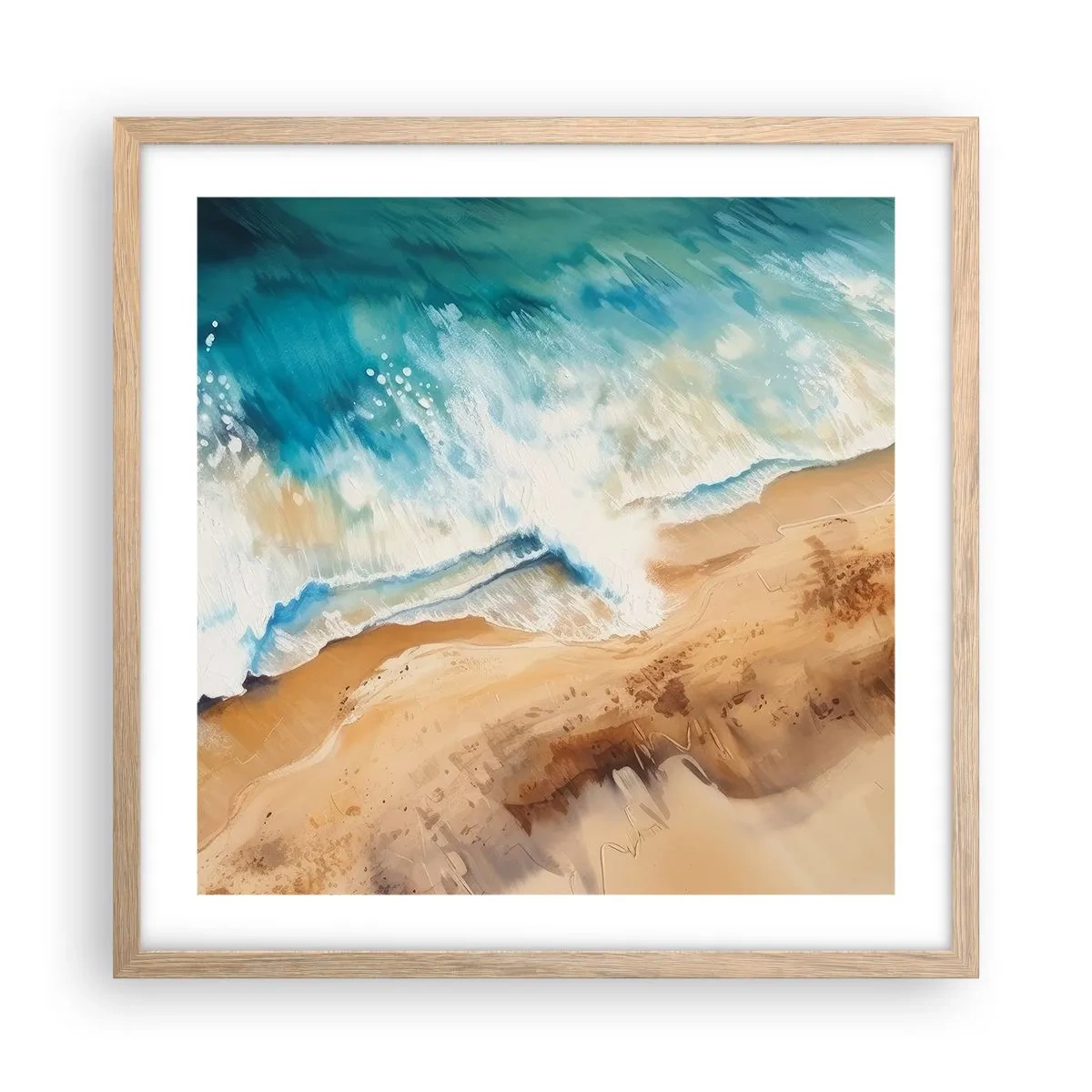 Póster en marco roble claro - Olas recurrentes - 50x50 cm
