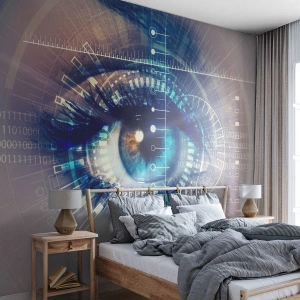 Fotomural Premium Sand - Ojo cibernético con elementos futuristas - 100x70cm - Crees que me conoces - Decoración de pared moderna para salón y dormitorio ARTTOR