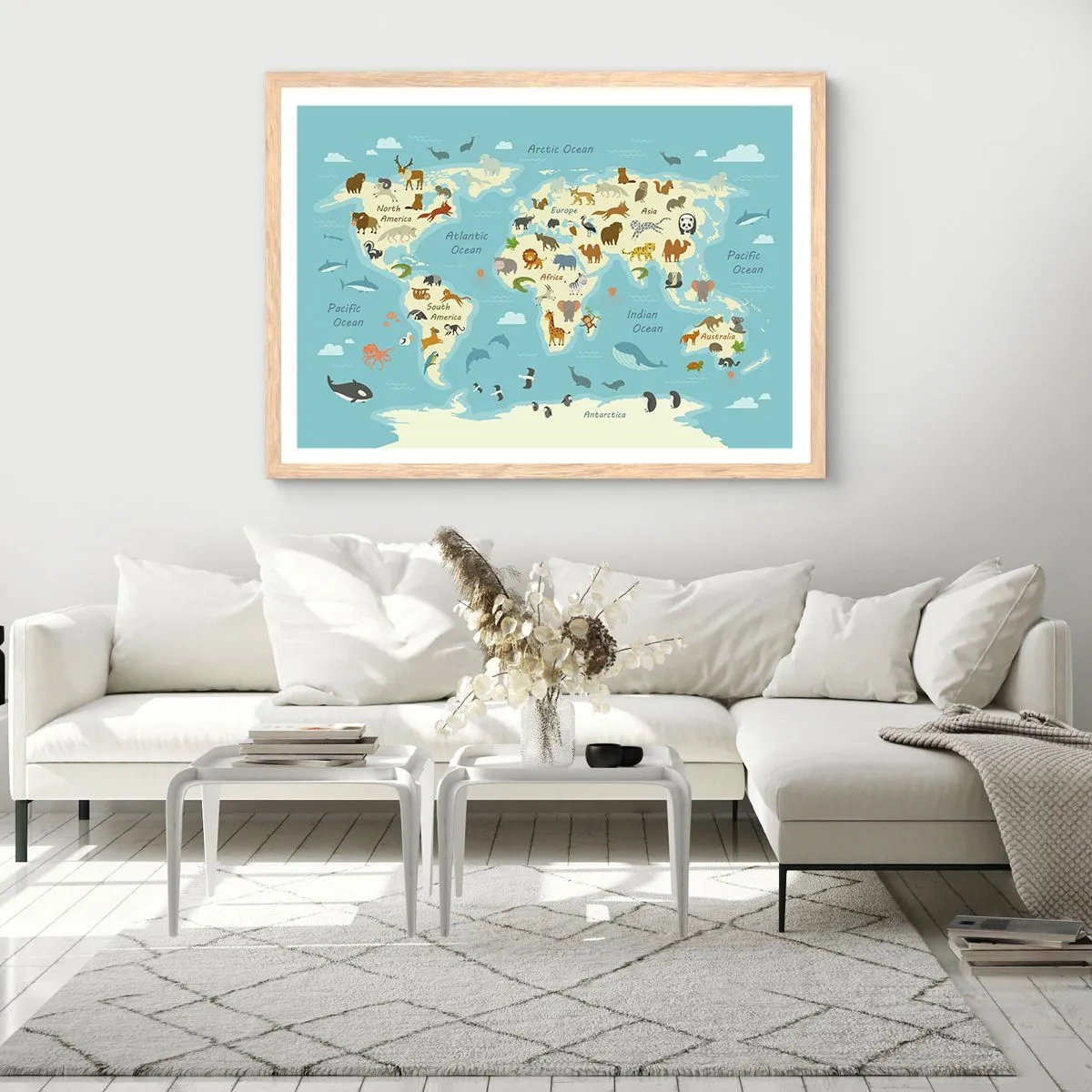 Póster en marco roble claro - Buenos vecinos - 50x40 cm