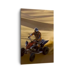 Cuadro sobre lienzo - Impresión de Imagen - Un motociclista en un quad acelerando por las dunas de arena del desierto. - 80x120cm - Sobre las olas de la arena - Decoración de pared moderna para salón y dormitorio ARTTOR