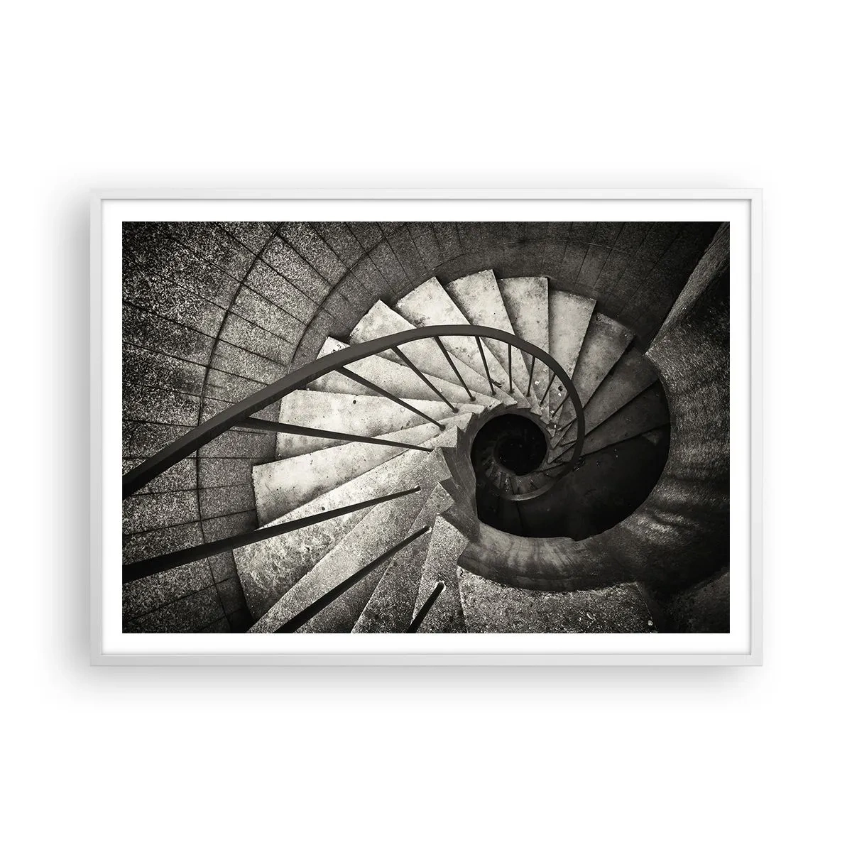 Póster en marco blanco - Escaleras arriba, escaleras abajo - 100x70 cm