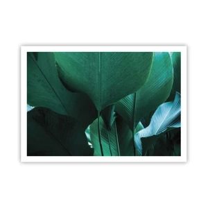 Póster - Hojas verdes en una composición minimalista. - 100x70cm - De cara a la luz - Decoración de pared moderna para salón y dormitorio ARTTOR