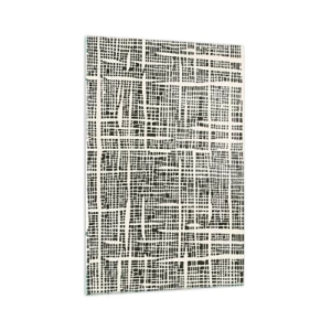 Cuadro sobre vidrio - Impresiones sobre Vidrio - Un patrón geométrico que se asemeja a una cuadrícula sobre un fondo claro. - 70x100cm - Composición del tejido - Decoración de pared moderna para salón y dormitorio ARTTOR