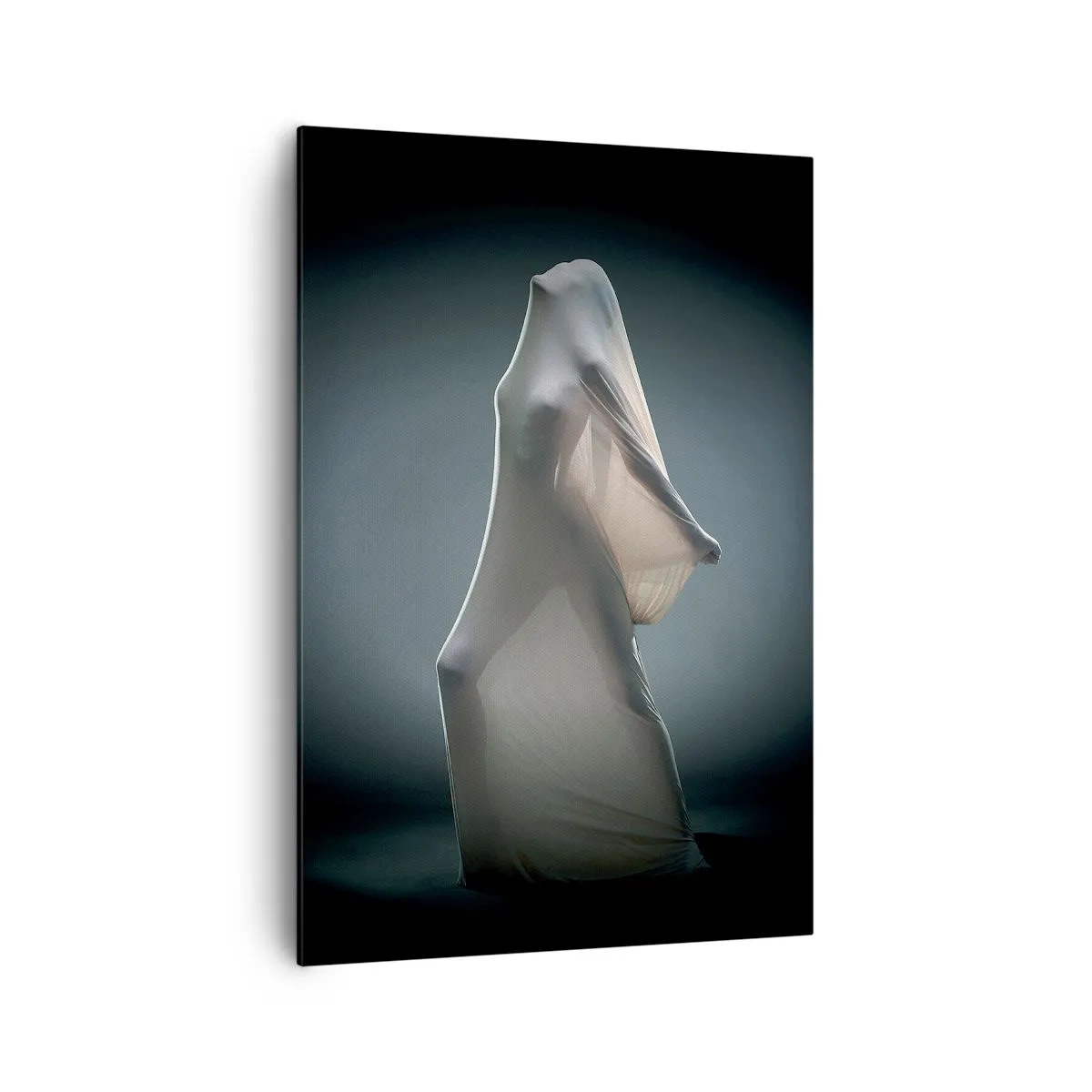 Cuadro sobre lienzo - Impresión de Imagen - Una figura en tela blanca sobre un fondo oscuro. - 70x100cm - Deseos ocultos - Decoración de pared moderna para salón y dormitorio ARTTOR
