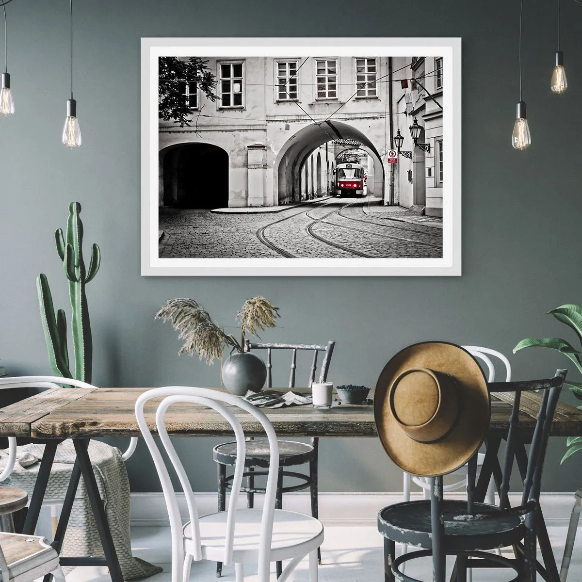 Póster en marco blanco - A través del laberinto urbano - 70x50 cm