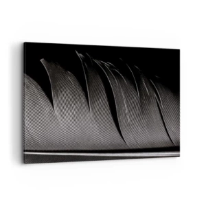 Cuadro sobre lienzo - Impresión de Imagen - Textura de plumas en blanco y negro en un estilo minimalista. - 120x80cm - Pluma - una construcción maravillosa - Decoración de pared moderna para salón y dormitorio ARTTOR