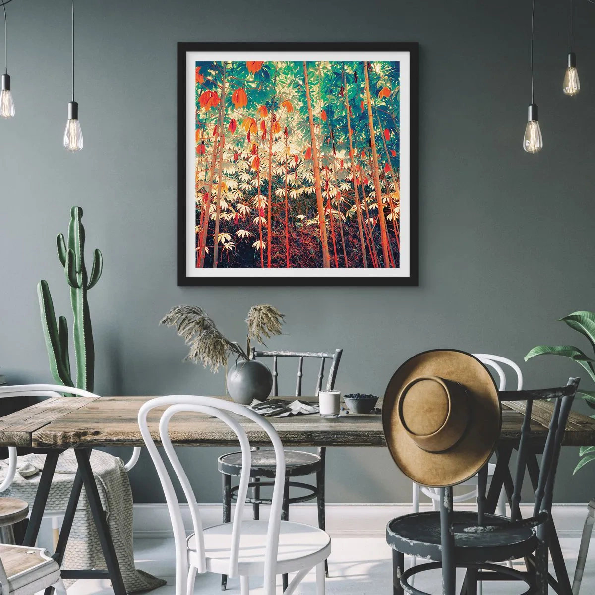 Póster en marco negro - La vida secreta de las hojas - 40x40 cm