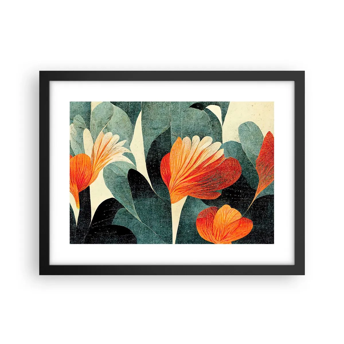 Póster en marco negro - El calor del trópico y el frescor del verdor - 40x30 cm