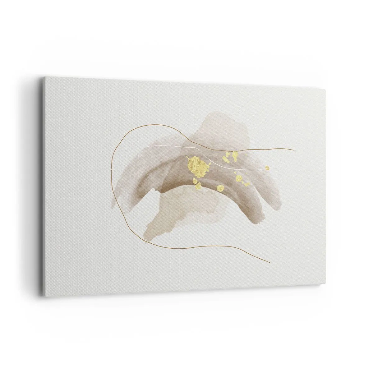 Cuadro sobre lienzo - Impresión de Imagen - Una composición abstracta en tonos beige y dorado. - 120x80cm - Encontrado en el espacio - Decoración de pared moderna para salón y dormitorio ARTTOR