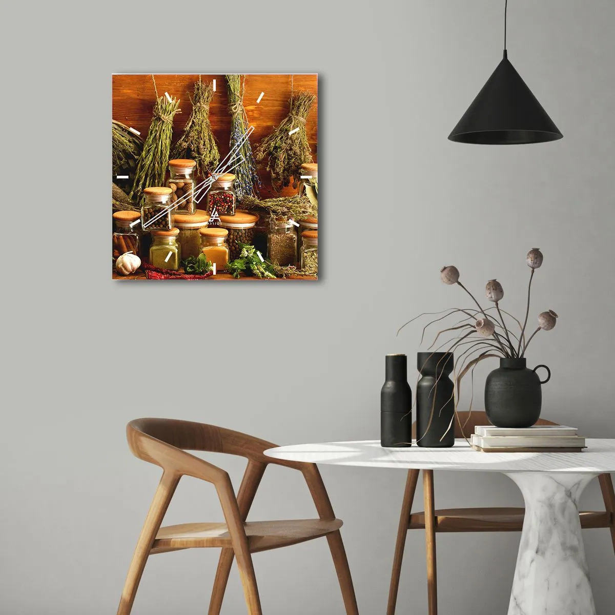 Reloj de pared - Reloj de vidrio - La magia de la cocina - 30x30 cm