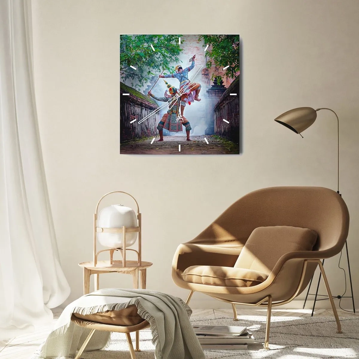 Reloj de pared - Reloj de vidrio - Una danza de belleza mortal - 40x40 cm